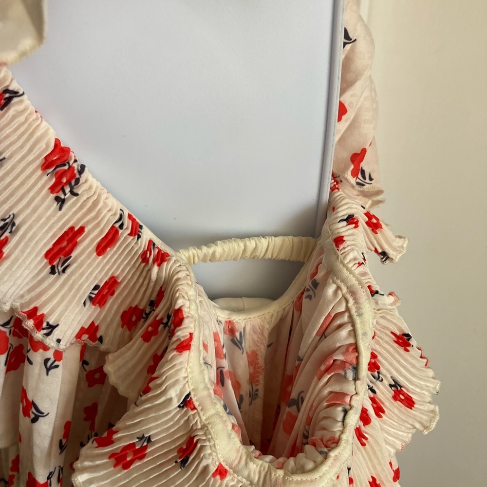 Self-Portrait Ditsy Floral Print One Shoulder Blouse, Sz 2 - Picture 11 of 16